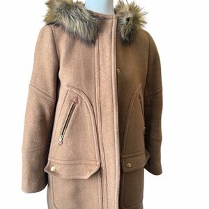 J. Crew Camel Coat with gold Chain Accent